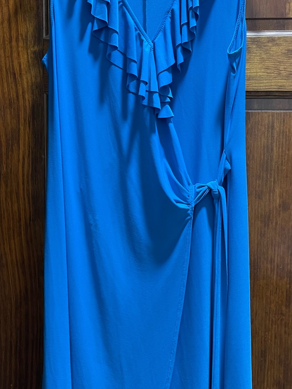 Tiana B. Sleeveless Ruffle Wrap Midi Dress - Bright Blue